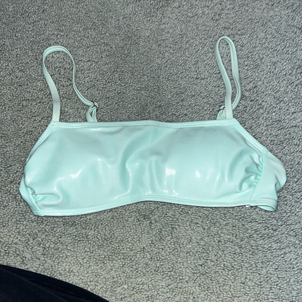 Holographic, teal target bathing suit